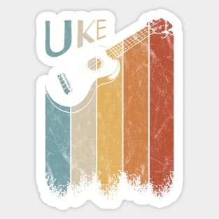 Hawaiian Retro Style Rainbow Ukulele Uke Sticker